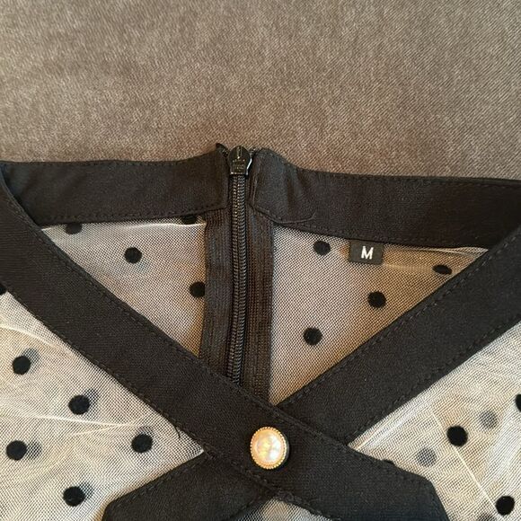 Women’s Black with Polka Dot Dress 1950’s Retro Style Size M NEW - Picture 11 of 13